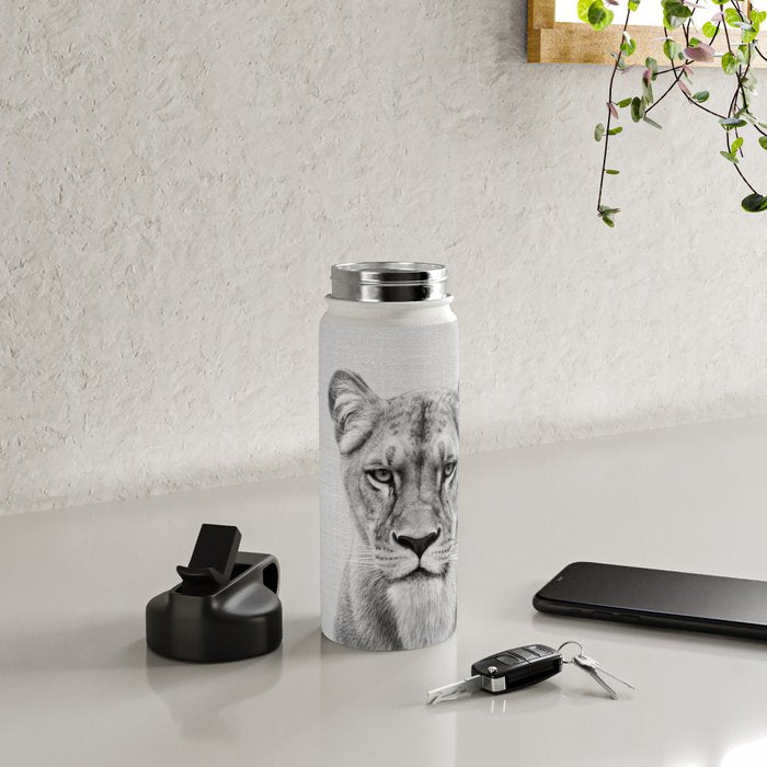Lioness - Black & White Water Bottle Gallery Image 5