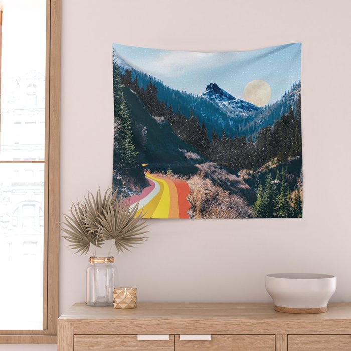 1960's Style Mountain Collage Wall Tapestry Gallery Image 2