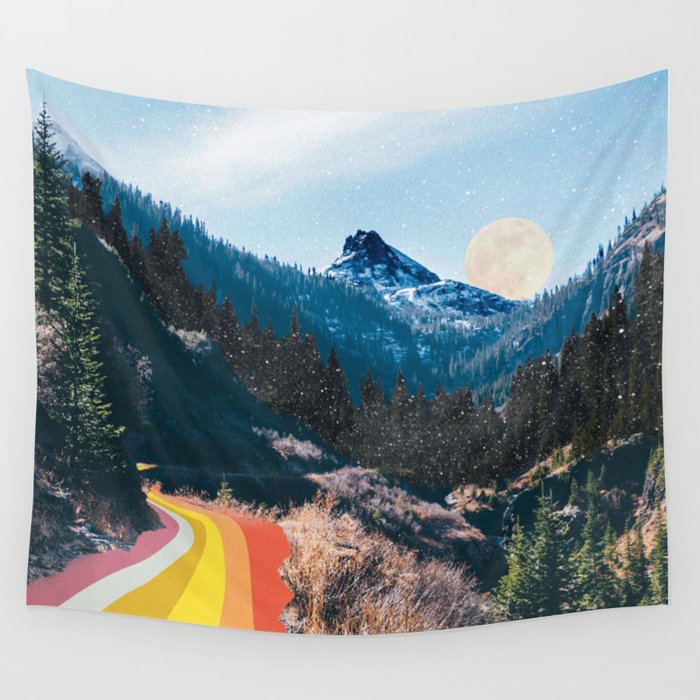 1960's Style Mountain Collage Wall Tapestry Gallery Image 1
