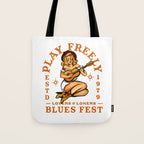 Play Freely Lovers & Loners Blues Fest Guitar Girl Tote Bag Gallery Image 1
