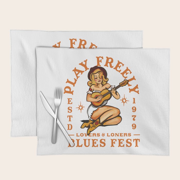 Play Freely Lovers & Loners Blues Fest Guitar Girl Placemat Gallery Image 1