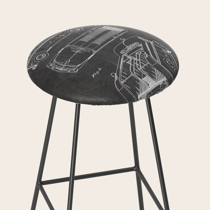 Fire Truck Patent - Fireman Art - Black Chalkboard Stool Gallery Image 2