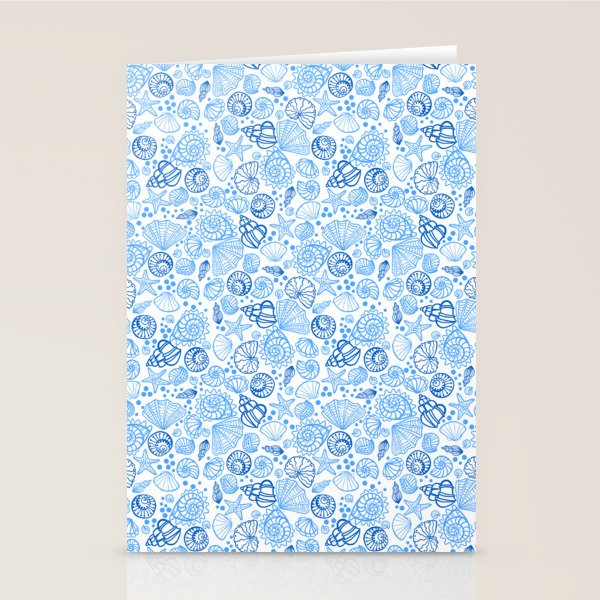 Vintage pastel Blue White Tropical Seashell Retro Boho Coastal Beach Vibe Stationery Card Gallery Image 2