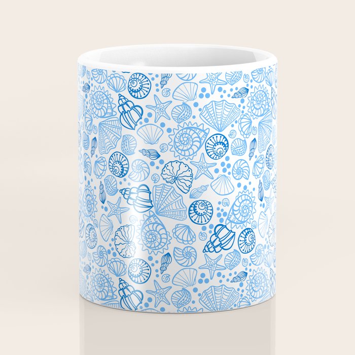 Vintage pastel Blue White Tropical Seashell Retro Boho Coastal Beach Vibe Coffee Mug Gallery Image 4