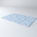 Vintage pastel Blue White Tropical Seashell Retro Boho Coastal Beach Vibe Rug Gallery Image 3