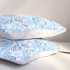 Vintage pastel Blue White Tropical Seashell Retro Boho Coastal Beach Vibe Pillow Sham Gallery Image 3