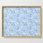 Vintage pastel Blue White Tropical Seashell Retro Boho Coastal Beach Vibe Serving Tray Gallery Image 1