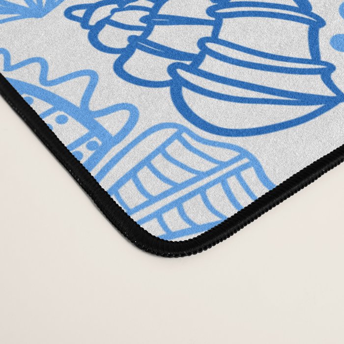 Vintage pastel Blue White Tropical Seashell Retro Boho Coastal Beach Vibe Desk Mat Gallery Image 4