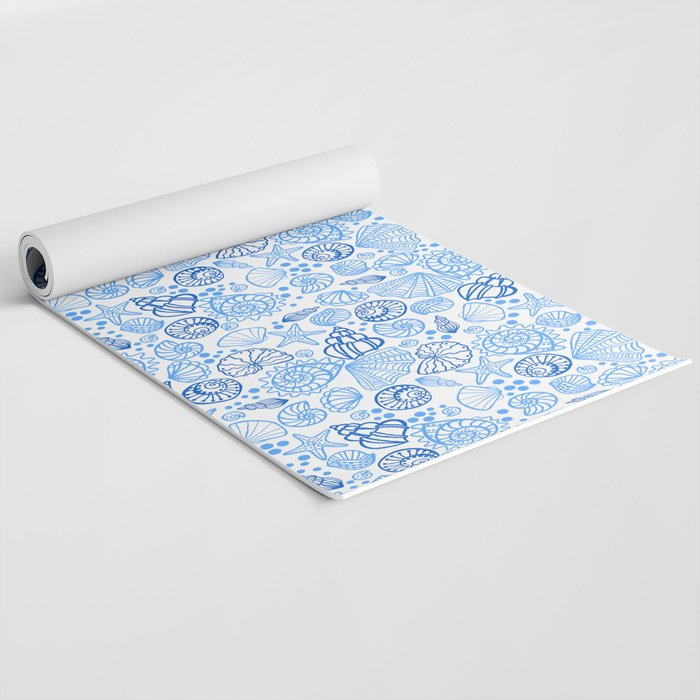 Vintage pastel Blue White Tropical Seashell Retro Boho Coastal Beach Vibe Yoga Mat Gallery Image 2
