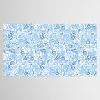 Vintage pastel Blue White Tropical Seashell Retro Boho Coastal Beach Vibe Tablecloth Gallery Image 2