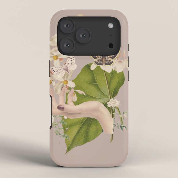 Minimal Collage/ Hand, Plants and Butterflies 8 iPhone Case Gallery Image 3