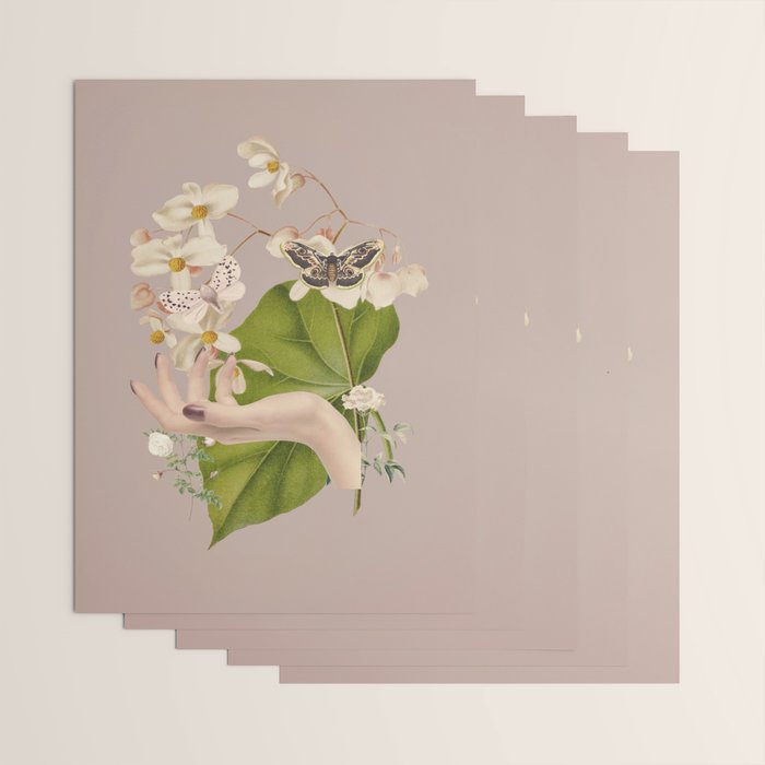 Minimal Collage/ Hand, Plants and Butterflies 8 Wrapping Paper Gallery Image 3