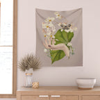 Minimal Collage/ Hand, Plants and Butterflies 8 Wall Tapestry Gallery Image 2