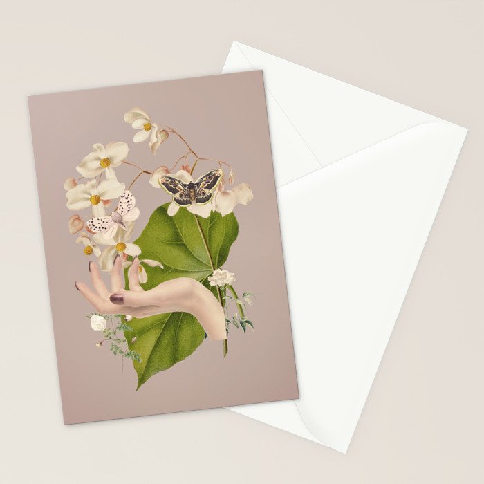Minimal Collage/ Hand, Plants and Butterflies 8 Stationery Card Gallery Image 2