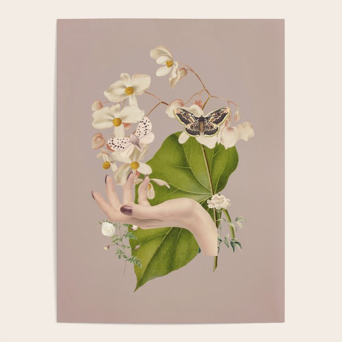 Minimal Collage/ Hand, Plants and Butterflies 8 Poster Gallery Image 1