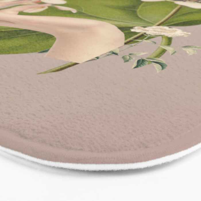 Minimal Collage/ Hand, Plants and Butterflies 8 Bath Mat Gallery Image 3