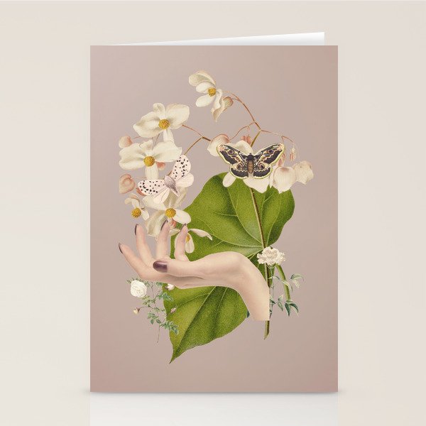 Minimal Collage/ Hand, Plants and Butterflies 8 Stationery Card Gallery Image 2