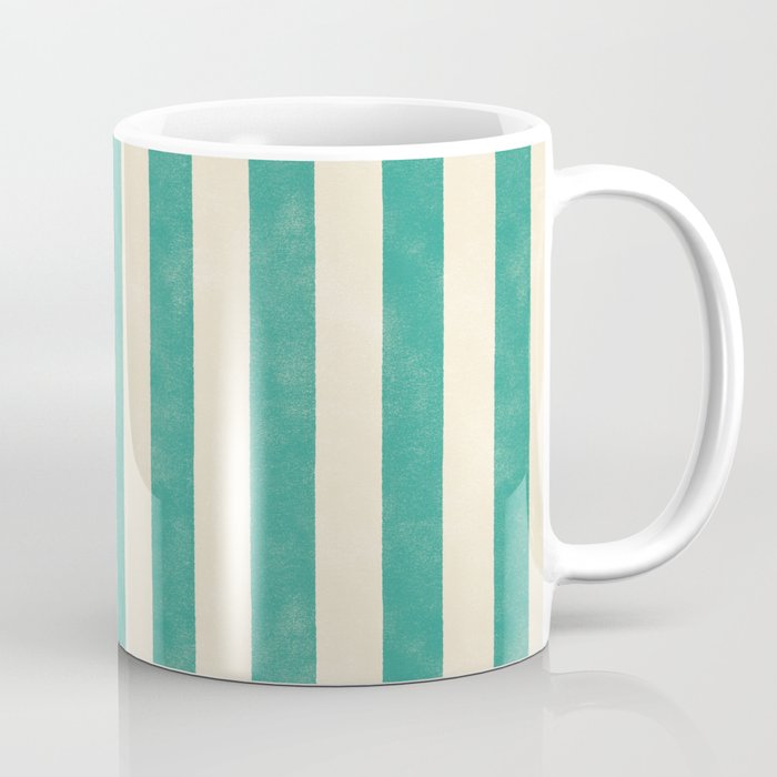 Cabana Stripe - teal and cream Coffee Mug Gallery Image 1