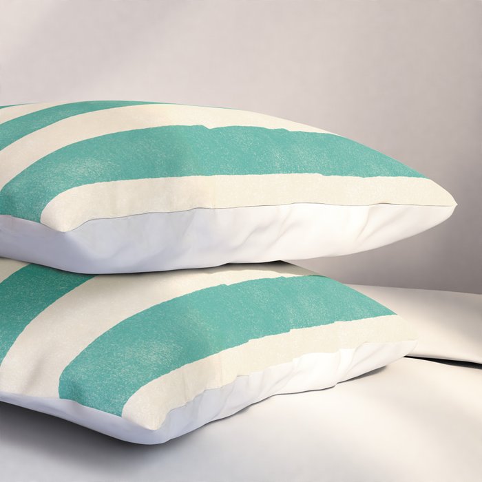 Cabana Stripe - teal and cream Pillow Sham Gallery Image 3