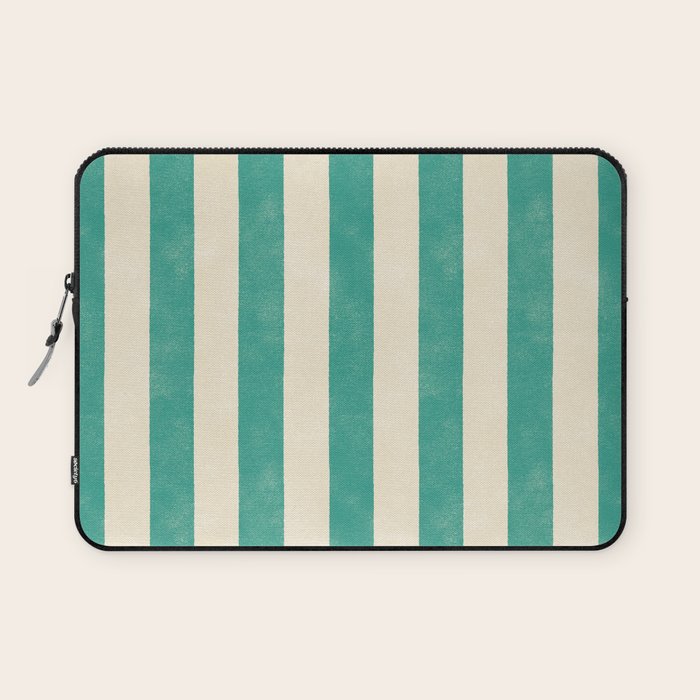 Cabana Stripe - teal and cream Laptop Sleeve Gallery Image 1