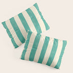 Cabana Stripe - teal and cream Pillow Sham Gallery Image 3