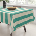 Cabana Stripe - teal and cream Tablecloth Gallery Image 3