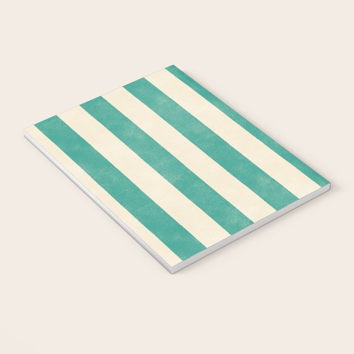 Cabana Stripe - teal and cream Notebook Gallery Image 3