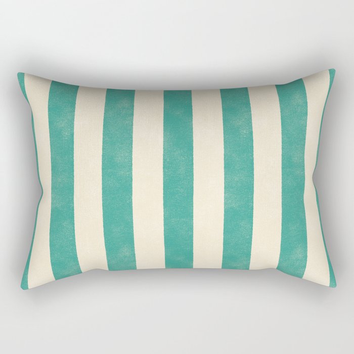 Cabana Stripe - teal and cream Rectangular Pillow Gallery Image 2