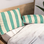Cabana Stripe - teal and cream Pillow Sham Gallery Image 2