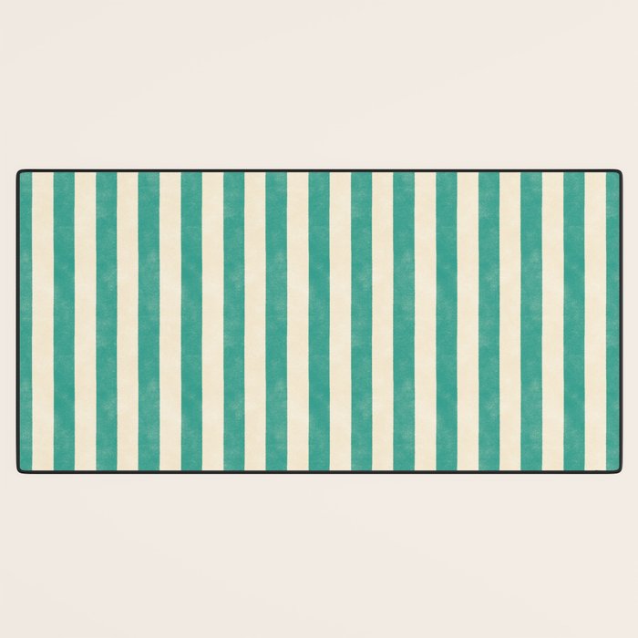 Cabana Stripe - teal and cream Desk Mat Gallery Image 3