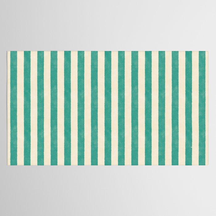 Cabana Stripe - teal and cream Tablecloth Gallery Image 2