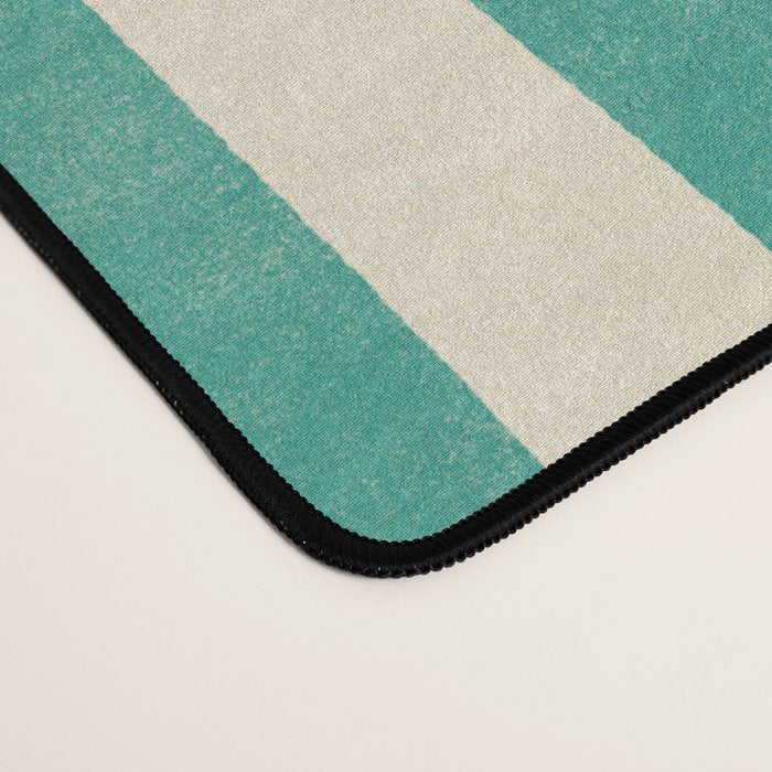 Cabana Stripe - teal and cream Desk Mat Gallery Image 4