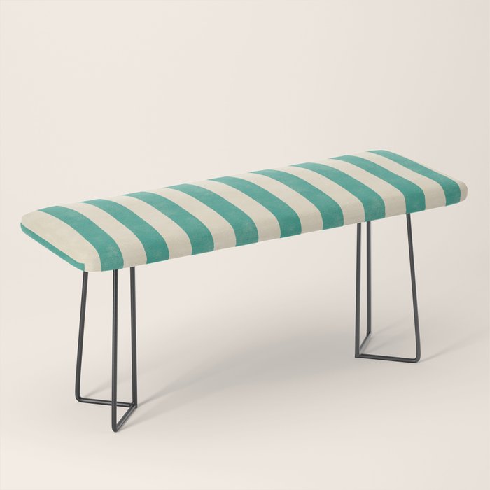 Cabana Stripe - teal and cream Bench Gallery Image 1