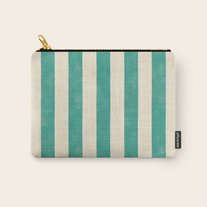 Cabana Stripe - teal and cream Carry All Pouch Gallery Image 1