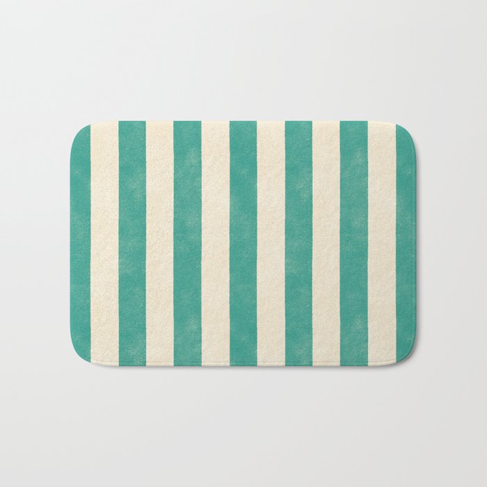 Cabana Stripe - teal and cream Bath Mat Gallery Image 1