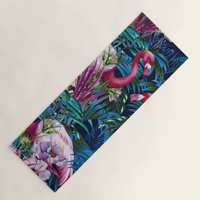 Night Forest Flamingos Yoga Mat Gallery Image 1