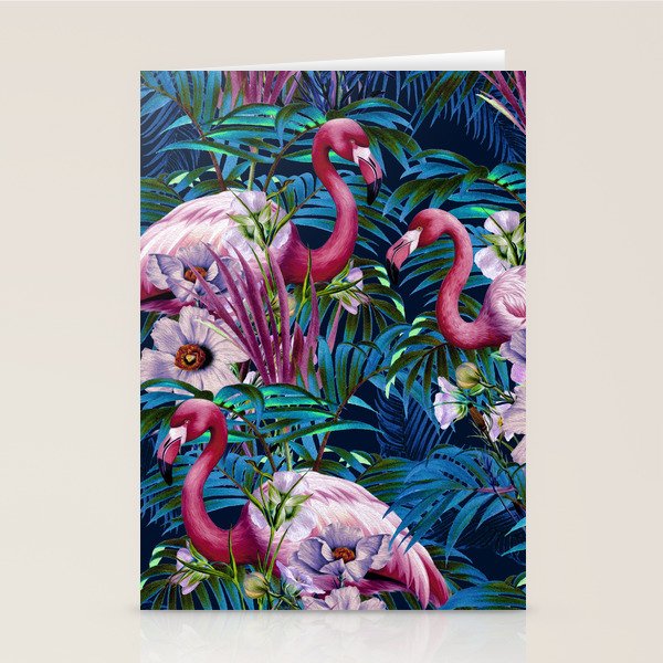 Night Forest Flamingos Stationery Card Gallery Image 2