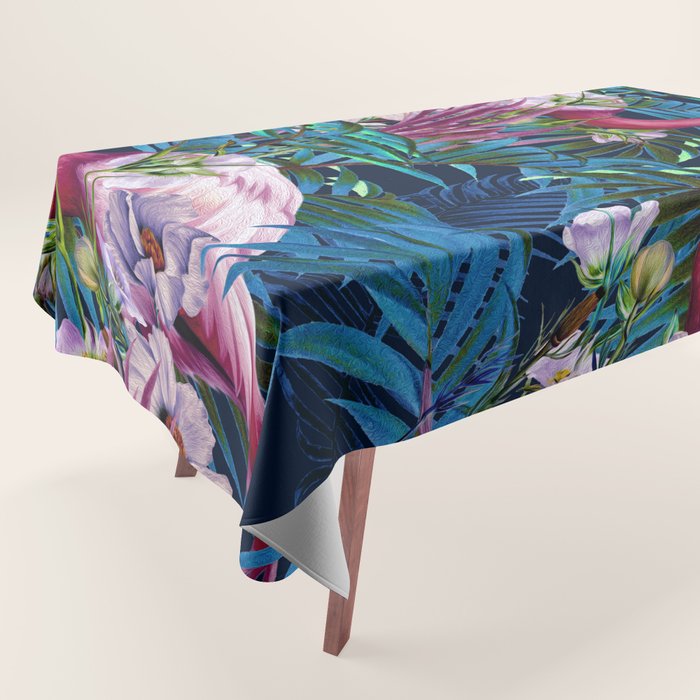 Night Forest Flamingos Tablecloth Gallery Image 1
