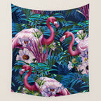 Night Forest Flamingos Wall Tapestry Gallery Image 4