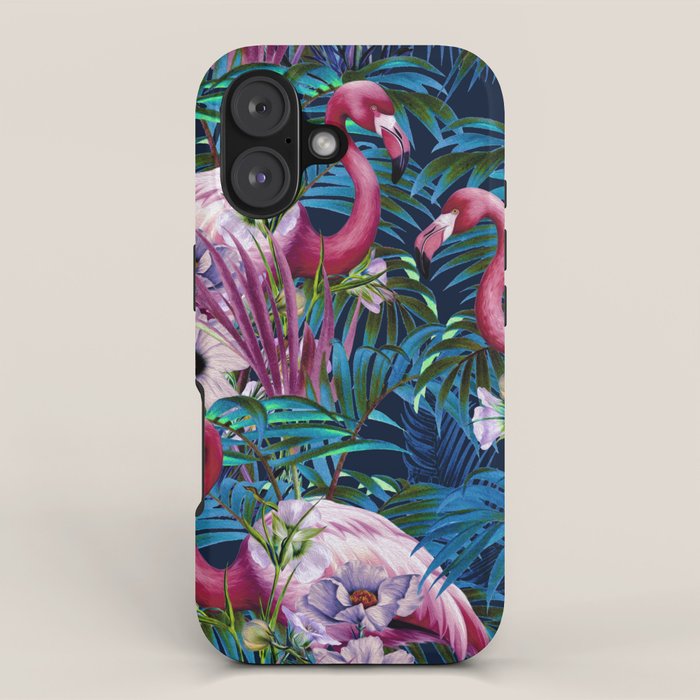 Night Forest Flamingos iPhone Case Gallery Image 1