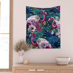Night Forest Flamingos Wall Tapestry Gallery Image 2