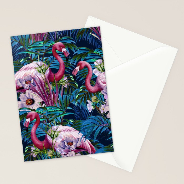Night Forest Flamingos Stationery Card Gallery Image 2