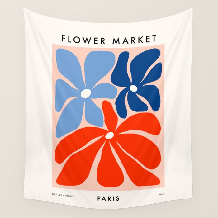Abstract Matisse Paris Floral Market  Wall Tapestry Gallery Image 4