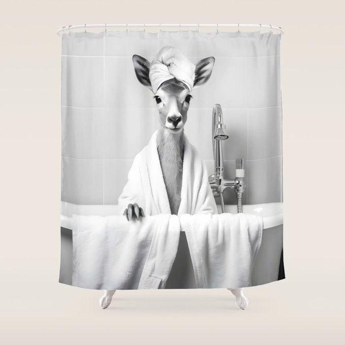 Deer In Bathrobe Shower Curtain Gallery Image 1