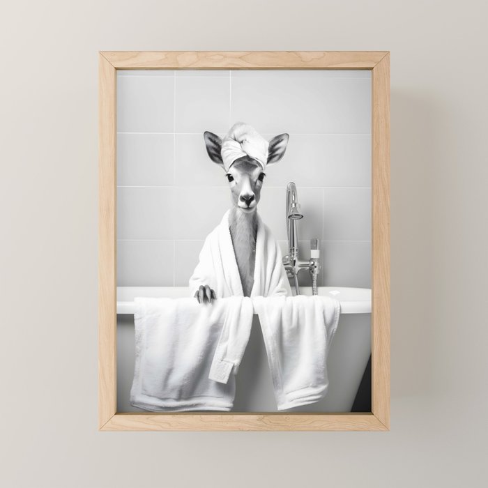 Deer In Bathrobe Mini Art Print Gallery Image 1