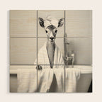 Deer In Bathrobe Wood Wall Art Gallery Image 1