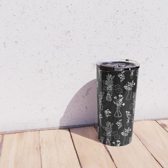 Wildflowers and vases in dark background Travel Mug Gallery Image 4
