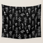 Wildflowers and vases in dark background Wall Tapestry Gallery Image 4