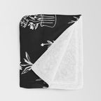 Wildflowers and vases in dark background Throw Blanket Gallery Image 3