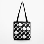 Mid Century Modern Circle and Dot Pattern 232 Black and White Tote Bag Gallery Image 2
